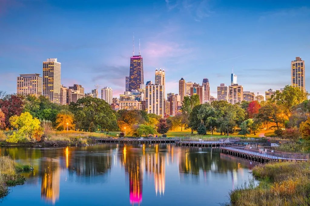 Chicago park cityscape