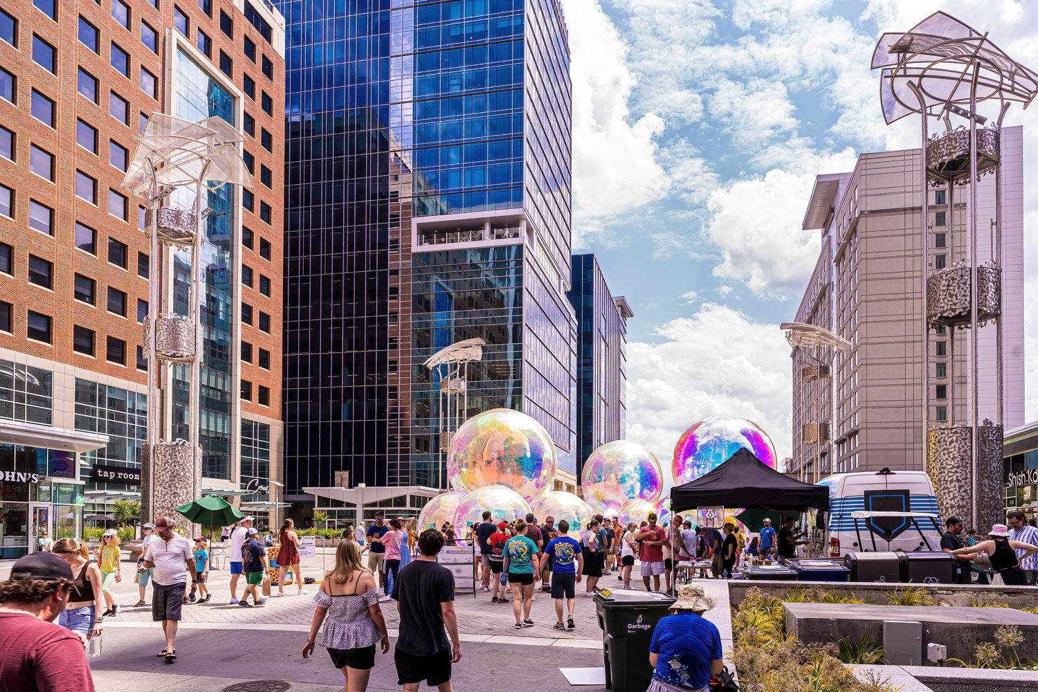 image of people walking in Raleigh city