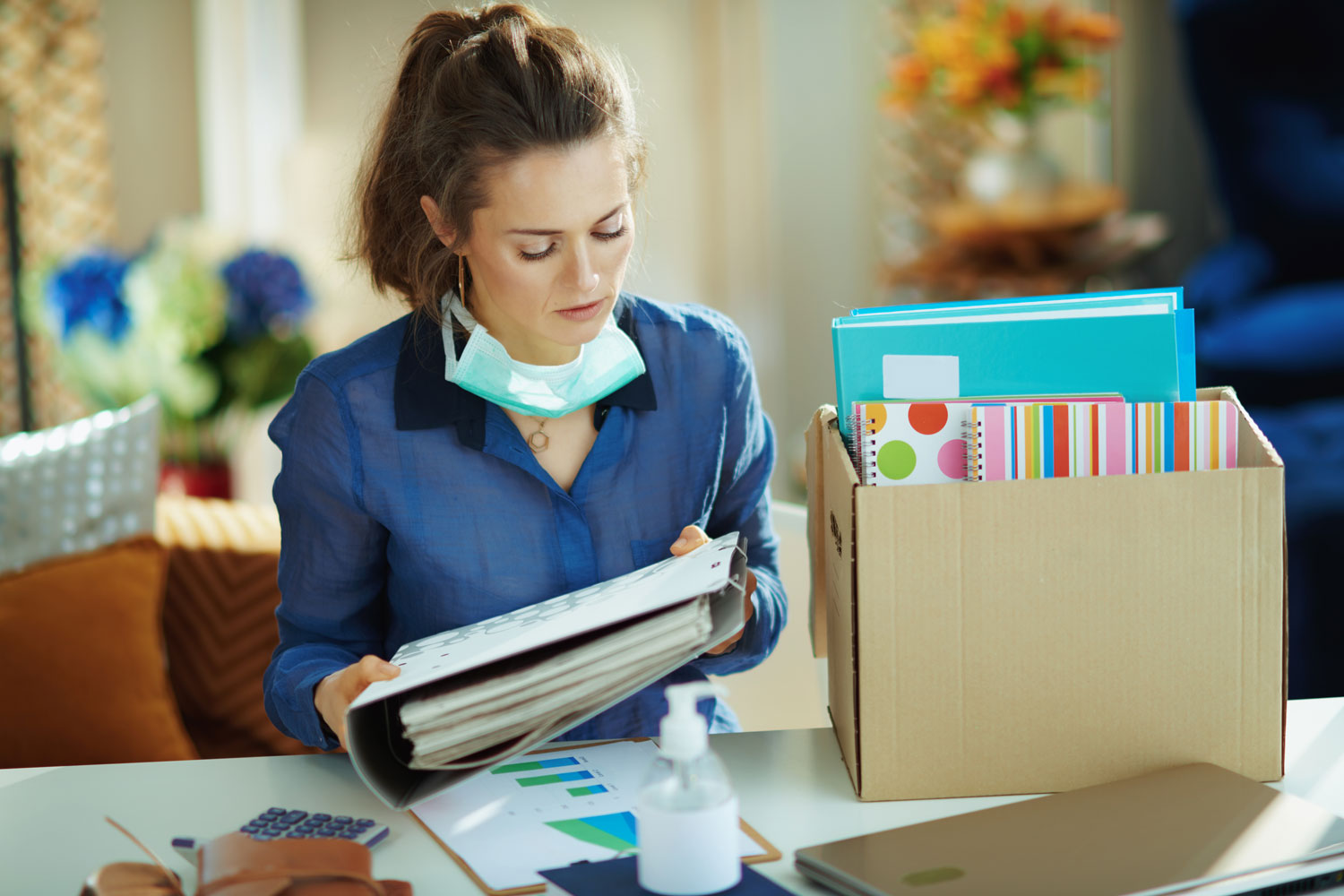 medical woman moving items