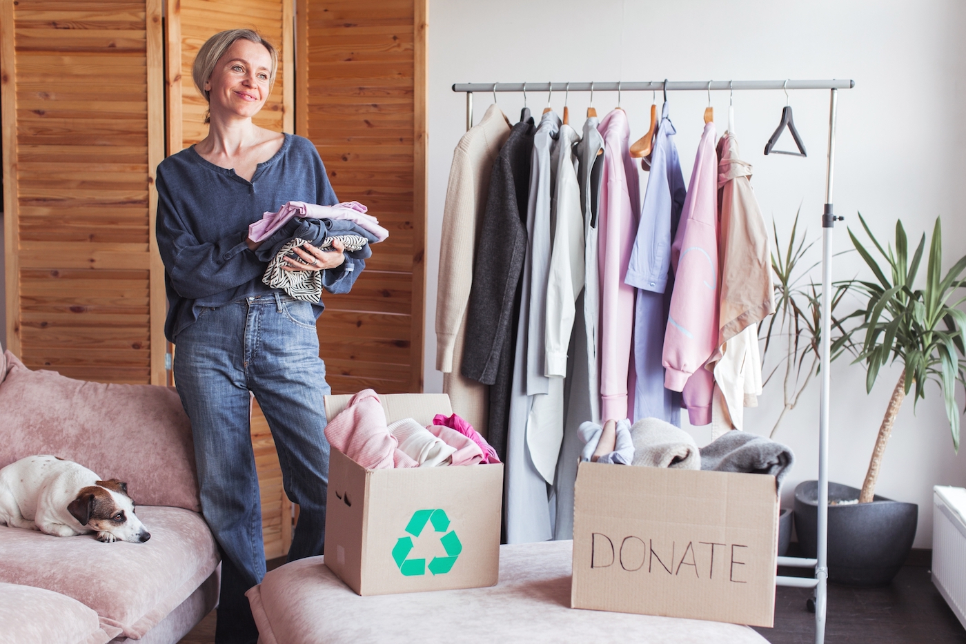 woman decluttering home